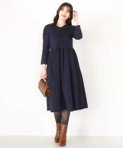 OFUON / オフオン ロング・マキシ丈ワンピース | ギャザースリーブドッキングワンピース/洗える/WEB限定サイズあり | 詳細3