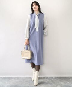 OFUON / オフオン ロング・マキシ丈スカート | キーネックデザインジャンパースカート/洗える/WEB限定サイズあり