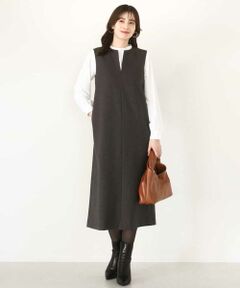 OFUON / オフオン ロング・マキシ丈スカート | キーネックデザインジャンパースカート/洗える/WEB限定サイズあり