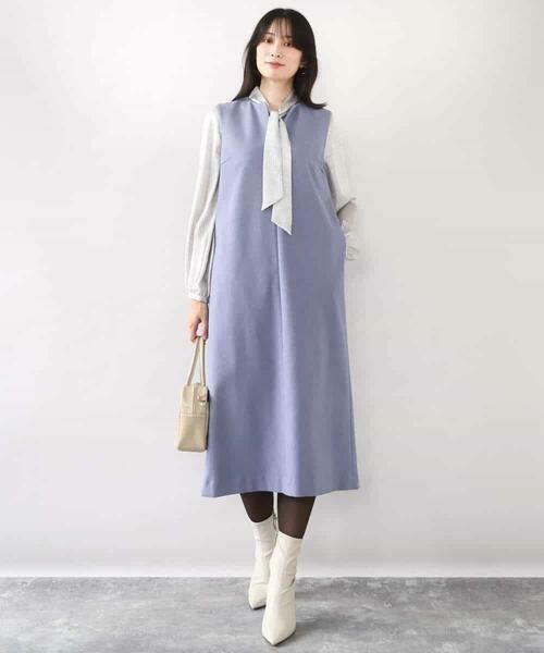 OFUON / オフオン ロング・マキシ丈スカート | キーネックデザインジャンパースカート/洗える/WEB限定サイズあり | 詳細14