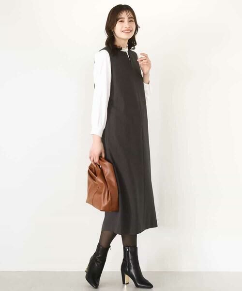 OFUON / オフオン ロング・マキシ丈スカート | キーネックデザインジャンパースカート/洗える/WEB限定サイズあり | 詳細2