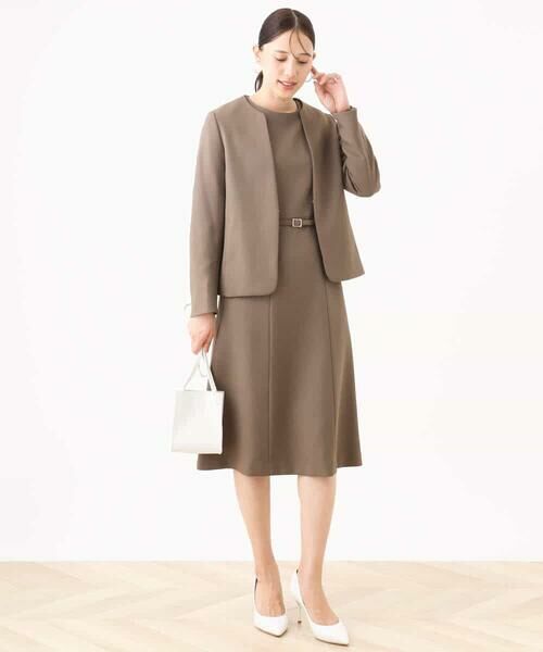 OFUON / オフオン ロング・マキシ丈ワンピース | [セットアップ対応]ベルト付きタックワンピース/洗える/WEB限定サイズあり | 詳細12