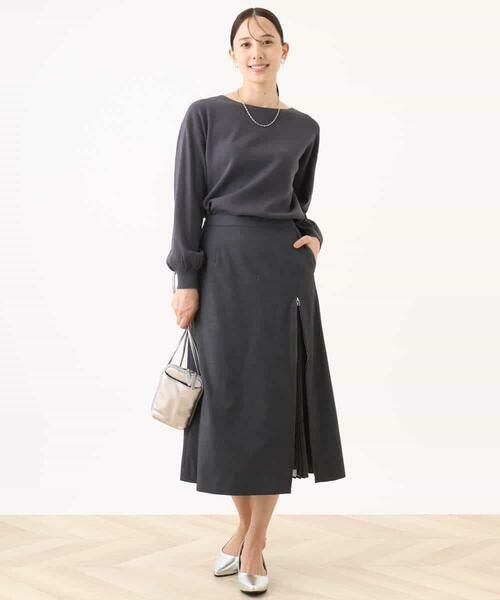 OFUON / オフオン ロング・マキシ丈スカート | シフォンプリーツスリットデザインスカート/洗える | 詳細10