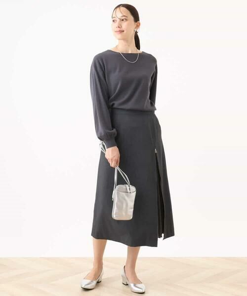 OFUON / オフオン ロング・マキシ丈スカート | シフォンプリーツスリットデザインスカート/洗える | 詳細12