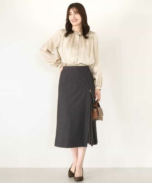 OFUON / オフオン ロング・マキシ丈スカート | シフォンプリーツスリットデザインスカート/洗える | 詳細16