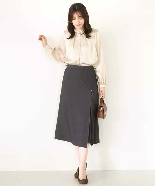 OFUON / オフオン ロング・マキシ丈スカート | シフォンプリーツスリットデザインスカート/洗える | 詳細17