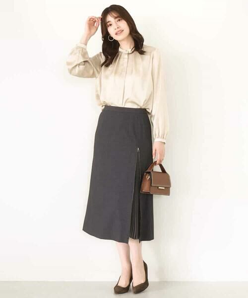 OFUON / オフオン ロング・マキシ丈スカート | シフォンプリーツスリットデザインスカート/洗える | 詳細18