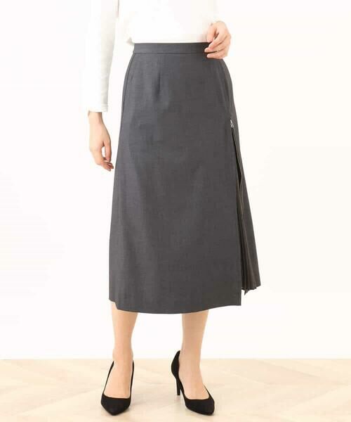 OFUON / オフオン ロング・マキシ丈スカート | シフォンプリーツスリットデザインスカート/洗える | 詳細19