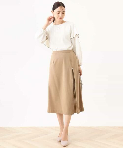 OFUON / オフオン ロング・マキシ丈スカート | シフォンプリーツスリットデザインスカート/洗える | 詳細2