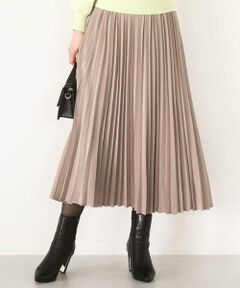 OFUON / オフオン ロング・マキシ丈スカート | ピーチサテンプリーツスカート/洗える