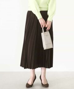 OFUON / オフオン ロング・マキシ丈スカート | ピーチサテンプリーツスカート/洗える