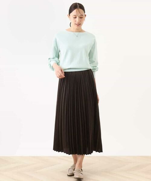 OFUON / オフオン ロング・マキシ丈スカート | ピーチサテンプリーツスカート/洗える | 詳細1