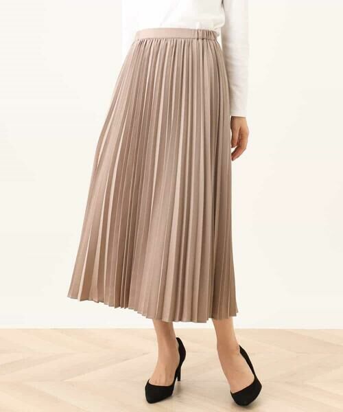OFUON / オフオン ロング・マキシ丈スカート | ピーチサテンプリーツスカート/洗える | 詳細22