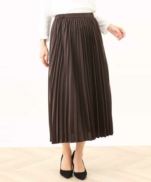 OFUON / オフオン ロング・マキシ丈スカート | ピーチサテンプリーツスカート/洗える | 詳細29