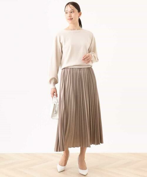 OFUON / オフオン ロング・マキシ丈スカート | ピーチサテンプリーツスカート/洗える | 詳細4