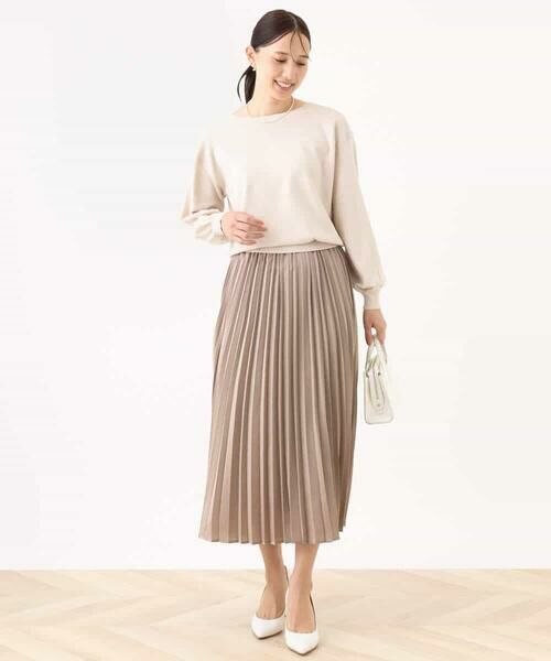 OFUON / オフオン ロング・マキシ丈スカート | ピーチサテンプリーツスカート/洗える | 詳細5