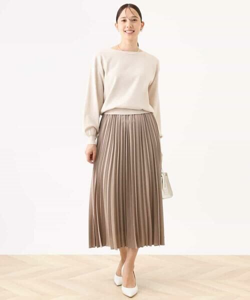 OFUON / オフオン ロング・マキシ丈スカート | ピーチサテンプリーツスカート/洗える | 詳細6