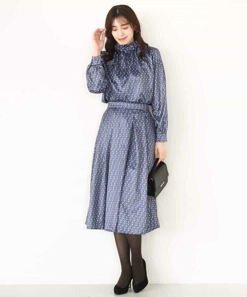 OFUON / オフオン ロング・マキシ丈スカート | 幾何柄タックフレアースカート/洗える | 詳細13