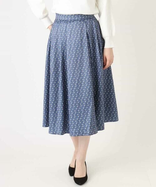 OFUON / オフオン ロング・マキシ丈スカート | 幾何柄タックフレアースカート/洗える | 詳細26