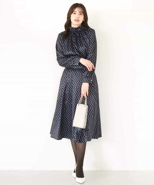 OFUON / オフオン ロング・マキシ丈スカート | 幾何柄タックフレアースカート/洗える | 詳細4