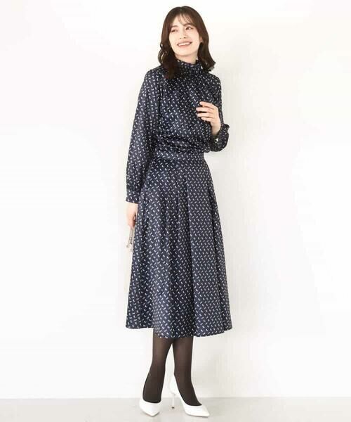 OFUON / オフオン ロング・マキシ丈スカート | 幾何柄タックフレアースカート/洗える | 詳細6