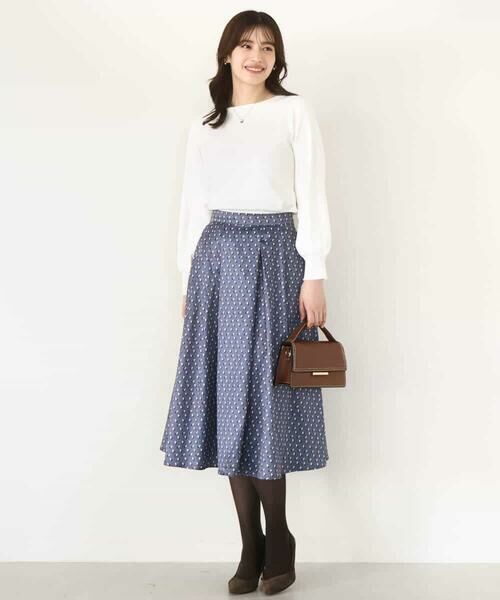 OFUON / オフオン ロング・マキシ丈スカート | 幾何柄タックフレアースカート/洗える | 詳細8