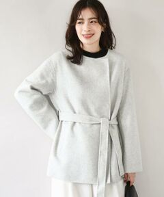 スムースリバー ノーカラーミドル丈コート