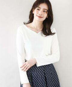 OFUON / オフオン カットソー | ハートネックコットンカットソー/洗える/WEB限定サイズあり