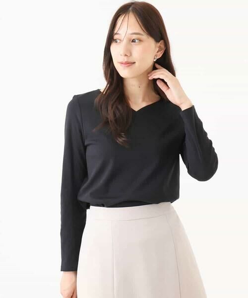 OFUON / オフオン カットソー | ハートネックコットンカットソー/洗える/WEB限定サイズあり | 詳細1