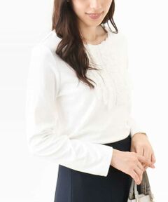 OFUON / オフオン カットソー | ミニフリルディティールコットンカットソー/洗える/WEB限定サイズあり