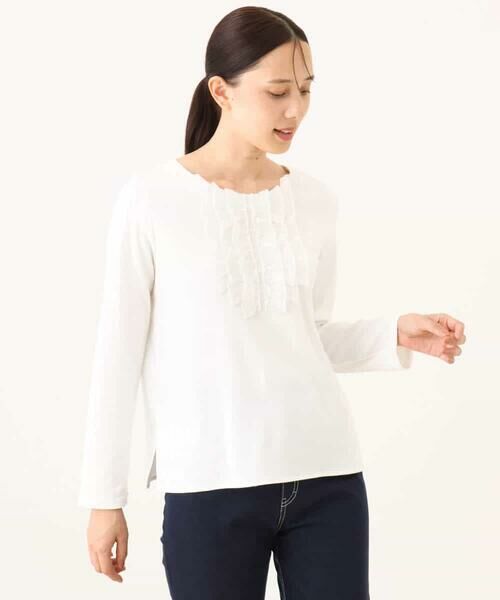 OFUON / オフオン カットソー | ミニフリルディティールコットンカットソー/洗える/WEB限定サイズあり | 詳細21