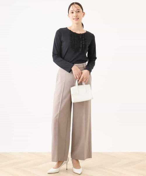 OFUON / オフオン カットソー | ミニフリルディティールコットンカットソー/洗える/WEB限定サイズあり | 詳細9