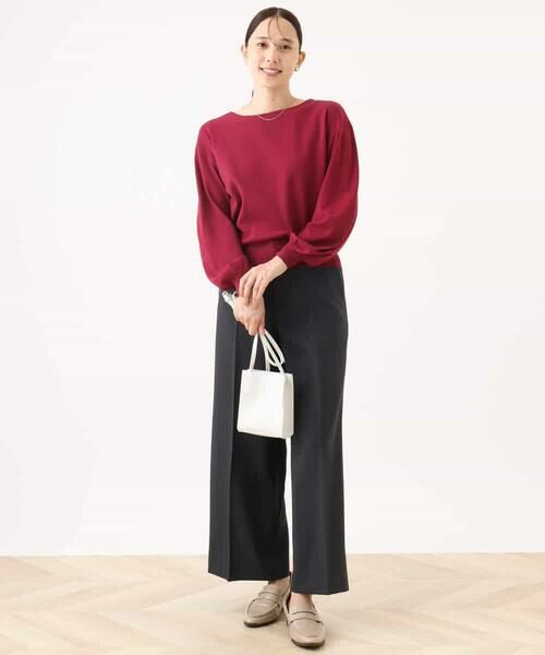 OFUON / オフオン その他パンツ | [名品シリーズ]ストレッチワイドパンツ（ストライプ・無地） | 詳細1