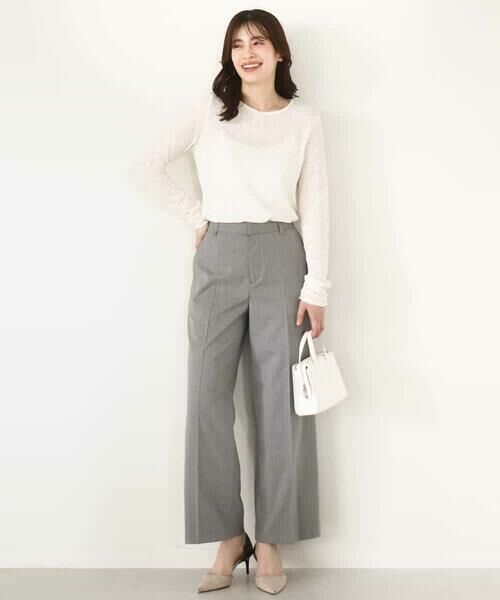 OFUON / オフオン その他パンツ | [名品シリーズ]ストレッチワイドパンツ（ストライプ・無地） | 詳細11