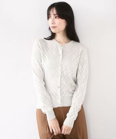 OFUON / オフオン カーディガン・ボレロ | ダイヤ柄ニットカーディガン/洗える/WEB限定サイズあり