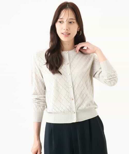 OFUON / オフオン カーディガン・ボレロ | ダイヤ柄ニットカーディガン/洗える/WEB限定サイズあり | 詳細5
