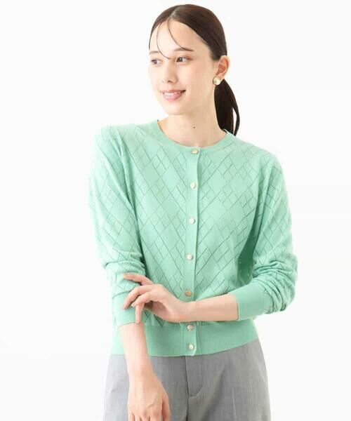 OFUON / オフオン カーディガン・ボレロ | ダイヤ柄ニットカーディガン/洗える/WEB限定サイズあり | 詳細9