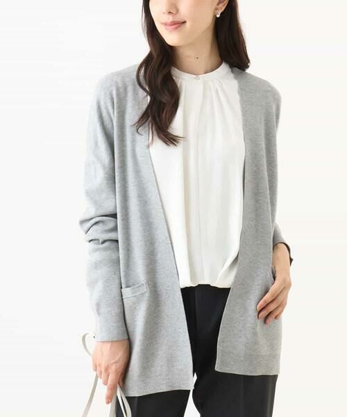 OFUON/オフオン 着流しニットカーディガン/洗える/WEB限定 ライトグレー M OFUON/オフオン 着流しニットカーディガン/洗える/WEB限定 ライトグレー M