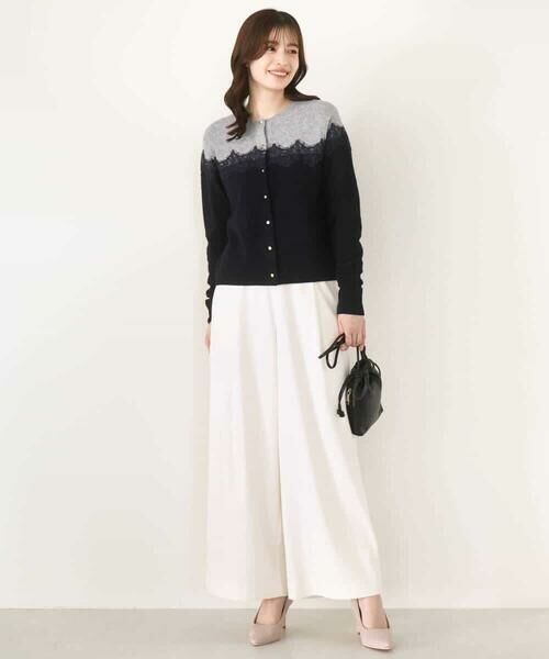 OFUON / オフオン カーディガン・ボレロ | スカラップレース配色ニットカーディガン/洗える/WEB限定サイズあり | 詳細10