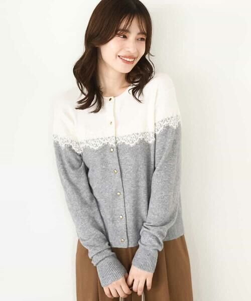 OFUON / オフオン カーディガン・ボレロ | スカラップレース配色ニットカーディガン/洗える/WEB限定サイズあり | 詳細11