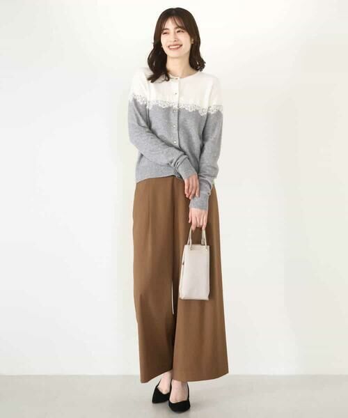 OFUON / オフオン カーディガン・ボレロ | スカラップレース配色ニットカーディガン/洗える/WEB限定サイズあり | 詳細12