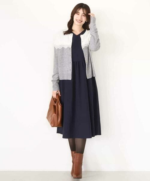 OFUON / オフオン カーディガン・ボレロ | スカラップレース配色ニットカーディガン/洗える/WEB限定サイズあり | 詳細15