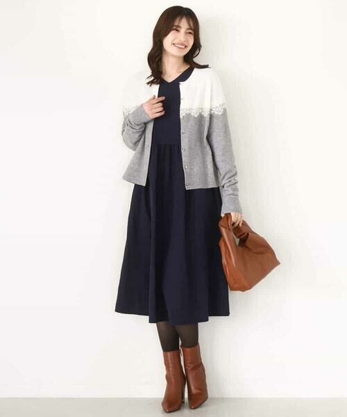 OFUON / オフオン カーディガン・ボレロ | スカラップレース配色ニットカーディガン/洗える/WEB限定サイズあり | 詳細16