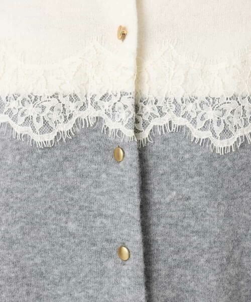 OFUON / オフオン カーディガン・ボレロ | スカラップレース配色ニットカーディガン/洗える/WEB限定サイズあり | 詳細3