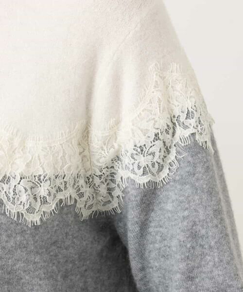 OFUON / オフオン カーディガン・ボレロ | スカラップレース配色ニットカーディガン/洗える/WEB限定サイズあり | 詳細4