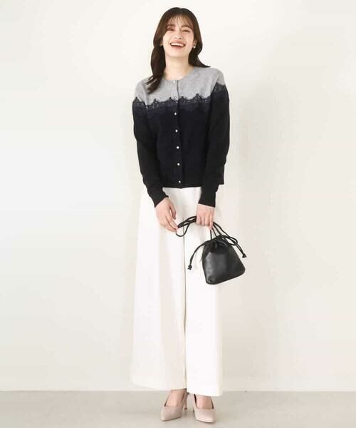 OFUON / オフオン カーディガン・ボレロ | スカラップレース配色ニットカーディガン/洗える/WEB限定サイズあり | 詳細8