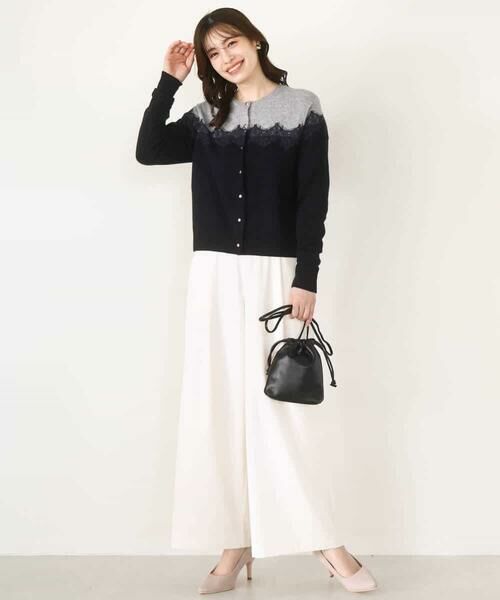 OFUON / オフオン カーディガン・ボレロ | スカラップレース配色ニットカーディガン/洗える/WEB限定サイズあり | 詳細9