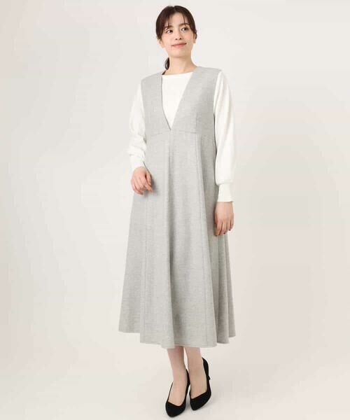 OFUON / オフオン ロング・マキシ丈スカート | ラメツイードVネックジャンパースカート/洗える/WEB限定サイズあり | 詳細17