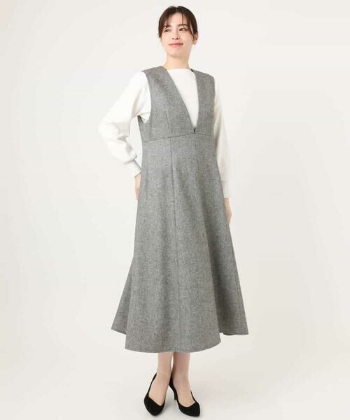OFUON / オフオン ロング・マキシ丈スカート | ラメツイードVネックジャンパースカート/洗える/WEB限定サイズあり | 詳細26