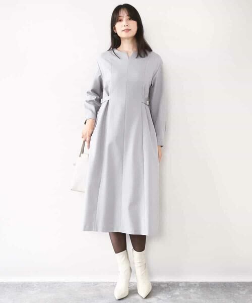 OFUON / オフオン ロング・マキシ丈ワンピース | ウールライクベルトデザインワンピース/洗える/WEB限定サイズあり | 詳細10